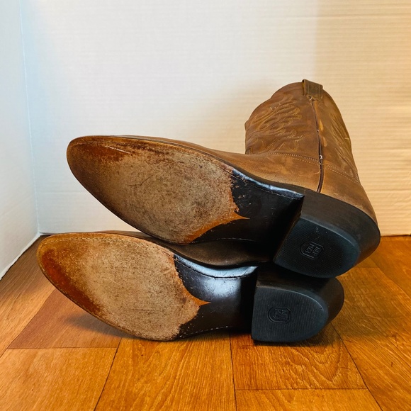 Dan Post Mens Brown Leather Mid Calf Pull On Western Boots, 9.5 M.